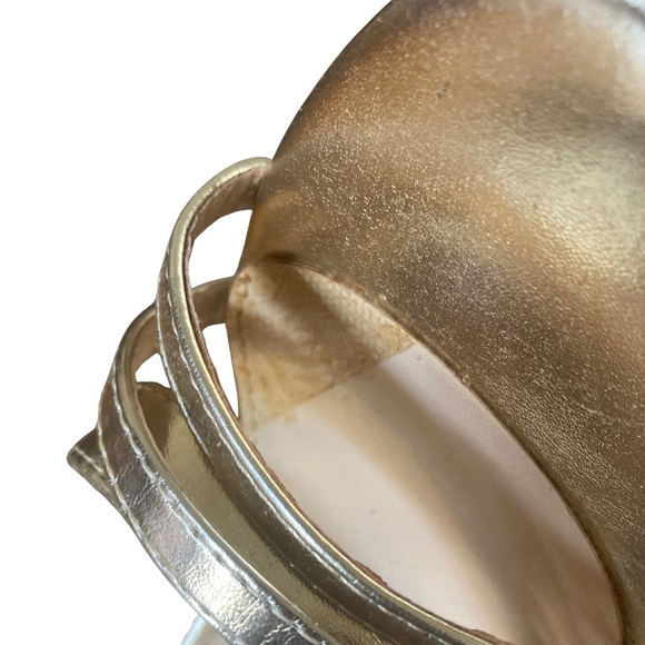 Nicole Miller Metallic Gold Strappy Chunky Heels Size 8 - Picture 11 of 12